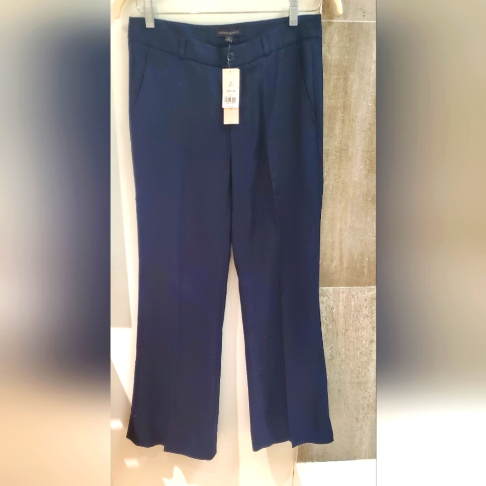 Navy Straightleg textured trousers